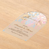 ジェンダーがクマをテーマに明らかにする アクリル招待状 (レイダウン)