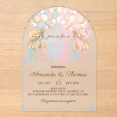 ジェンダーがクマをテーマに明らかにする アクリル招待状 (正面)