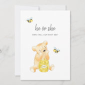 ジェンダーがシャワーを明らかにするテディベア蜂蜜ビー 招待状 (正面)