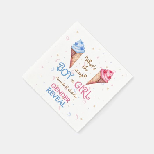 ジェンダーがスクープの内容を明らかにする スタンダードカクテルナプキン (角)