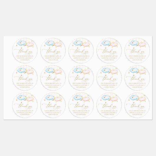 ジェンダーがスティッカー、ブルー、ピンクの星を明らかにする ラベル (シート)