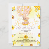 ジェンダーがテディベアの風船を明らかにする 招待状 (正面)