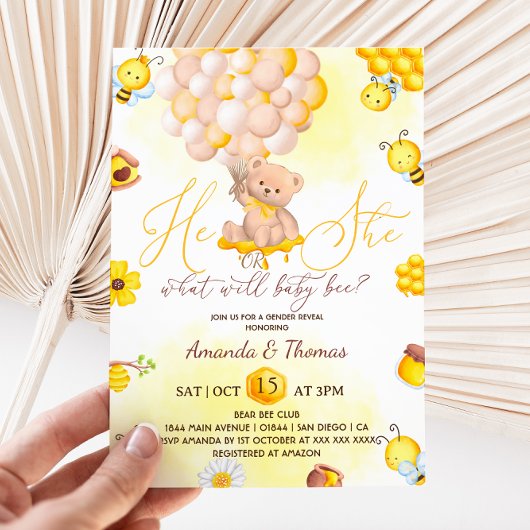 ジェンダーがテディベアの風船を明らかにする 招待状