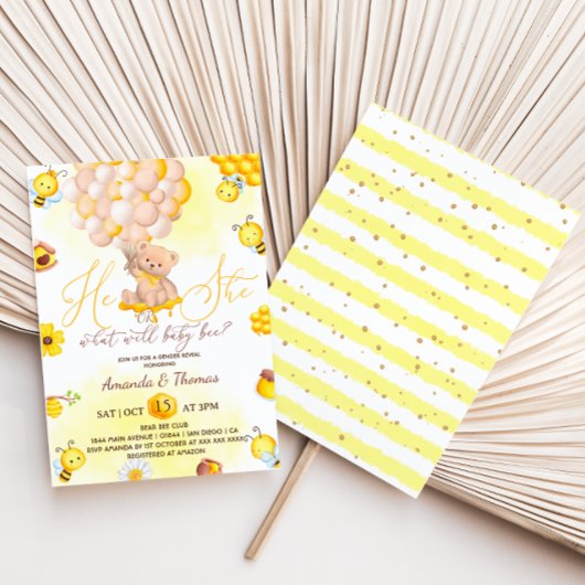 ジェンダーがテディベアの風船を明らかにする 招待状