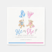 ジェンダーがテディベアをテーマにした スタンダードカクテルナプキン (正面)