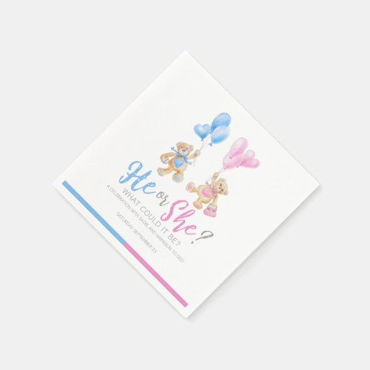 ジェンダーがテディベアをテーマにした スタンダードカクテルナプキン (角)