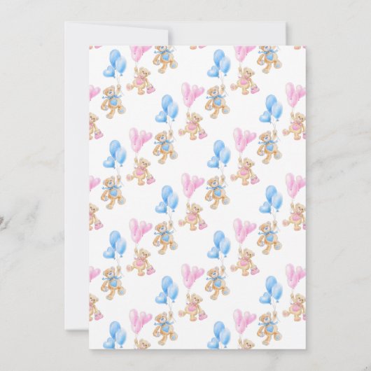 ジェンダーがテディベアをテーマにした 招待状 (裏面)