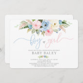 ジェンダーがパステル色の赤ちゃんシャワーを明らかにする 招待状 (正面/裏面)