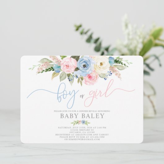 ジェンダーがパステル色の赤ちゃんシャワーを明らかにする 招待状 (スタンド正面)