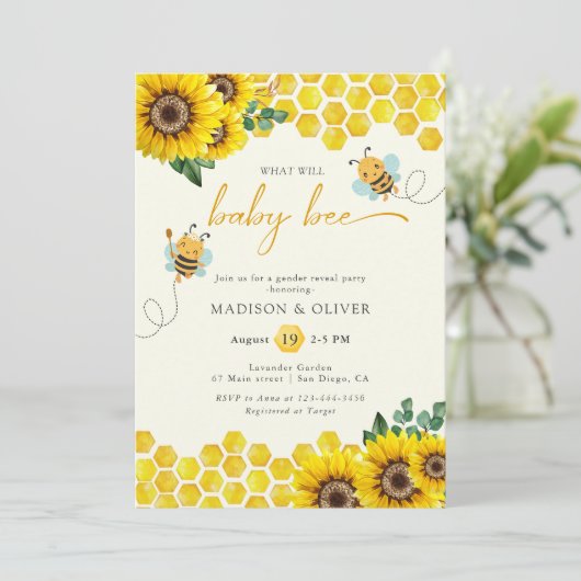 ジェンダーがパーティーを明かすベビー 招待状 (スタンド正面)