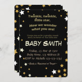 ジェンダーがパーティーを明かす、キラキラの小さな星。 招待状 (正面/裏面)