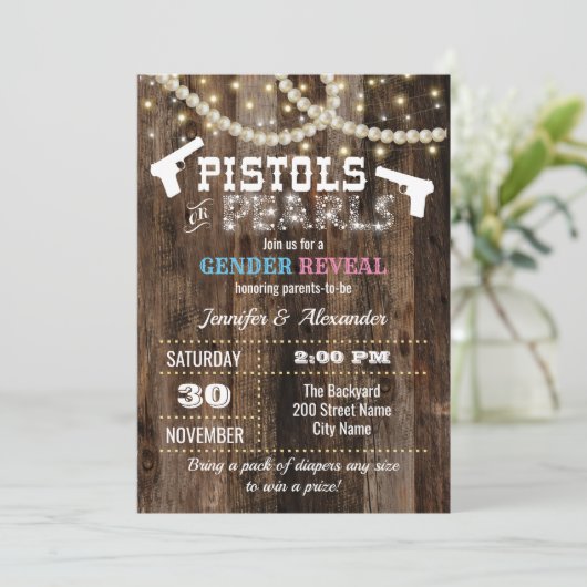 ジェンダーがピストンまたは真珠を明らかにする招待状 招待状 (スタンド正面)