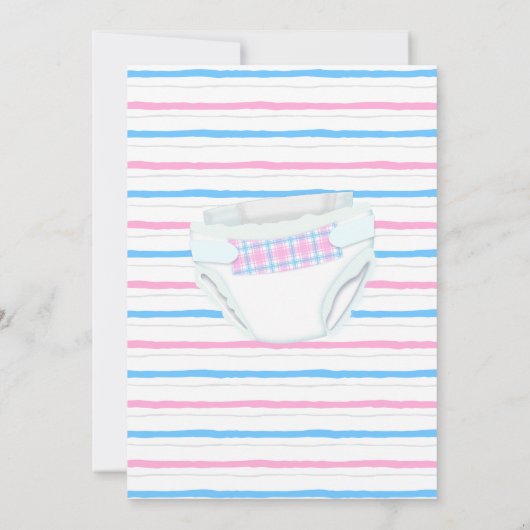 ジェンダーがピンクとブルーのおむつバッシュを明らかにする 招待状 (裏面)