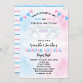 ジェンダーがピンクとブルーのおむつバッシュを明らかにする 招待状 (正面/裏面)