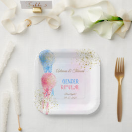 ジェンダーがピンクと青の風船を明らかにする ペーパープレート