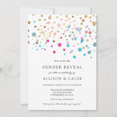 ジェンダーがピンクと青を明らかにする紙吹雪招待状 招待状 (正面)