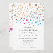 ジェンダーがピンクと青を明らかにする紙吹雪招待状 招待状 (正面/裏面)