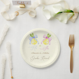 ジェンダーがピンクのブルーボウレモンを明らかにする ペーパープレート