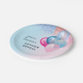 ジェンダーがピンクの青いバルーンを表示グリッター ペーパープレート (アングル)