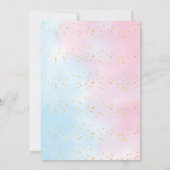 ジェンダーがピンクの青いベビーシャワーを明らかにする 招待状 (裏面)