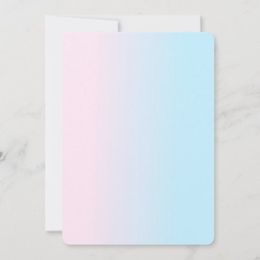 ジェンダーがピンクの青い水色の赤ちゃん服を明らかにする 招待状 (裏面)