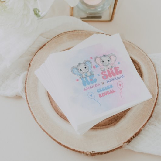 ジェンダーがピンクモダンブルーを表示 スタンダードカクテルナプキン