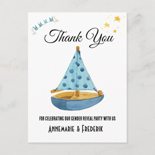 ジェンダーが帆船を暴露 ポストカード (正面)