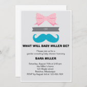 ジェンダーが弓や馬を引き出す赤ちゃんシャワー 招待状 (正面/裏面)