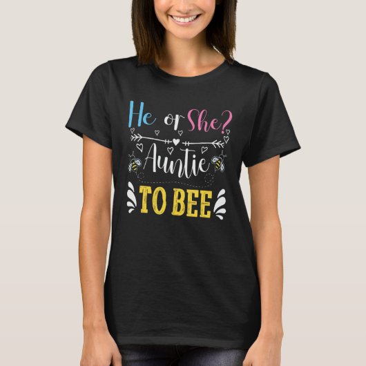 ジェンダーが彼または彼女が蜂のベビー発表に興味を示す Tシャツ (正面)