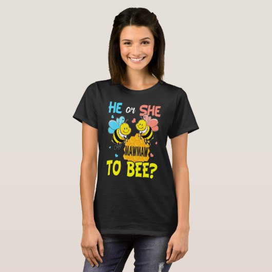 ジェンダーが彼または彼女がBeeのベビー発表に向けて歩く Tシャツ (正面フル)