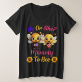 ジェンダーが彼または彼女のママに蜂を明かす プラスサイズTシャツ (デザイン正面)