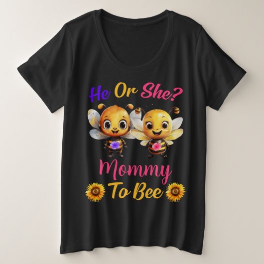 ジェンダーが彼または彼女のママに蜂を明かす プラスサイズTシャツ (デザイン正面)