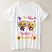 ジェンダーが彼または彼女のママを白に明かす プラスサイズTシャツ (デザイン正面)