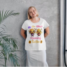 ジェンダーが彼または彼女のママを白に明かす プラスサイズTシャツ