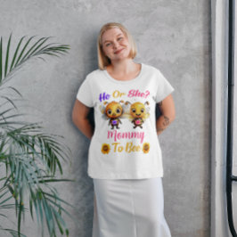 ジェンダーが彼または彼女のママを白に明かす プラスサイズTシャツ