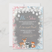 ジェンダーが明らかにする途中で雪が少し降っている 招待状 (正面)