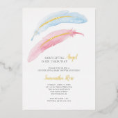 ジェンダーが水の色を明らかにする赤ちゃんシャワー 箔招待状 (正面)