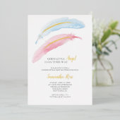 ジェンダーが水の色を明らかにする赤ちゃんシャワー 箔招待状 (立ち正面)