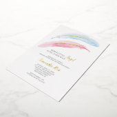 ジェンダーが水の色を明らかにする赤ちゃんシャワー 箔招待状 (回転した状態)