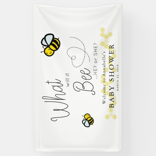 ジェンダーが白い赤ちゃんシャワーを明らかにする 横断幕 (縦)