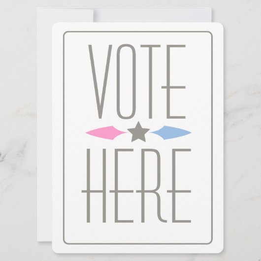 ジェンダーが票の署名を明らかにする招待状 招待状 (正面)