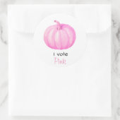 ジェンダーが私が投票ピンクのカボチャ赤ちゃんシャワー ラウンドシール (バッグ)