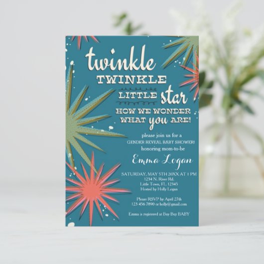 ジェンダーが赤ちゃんのシャワーを明らかにする 招待状 (スタンド正面)