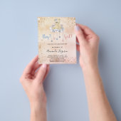 ジェンダーが赤ちゃんシャワーのテディ予算招待状を明らかにする チラシ (手)