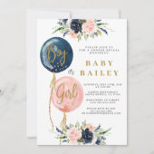 ジェンダーが赤ちゃんシャワーの招待を明らかにする、バルーンベビー 招待状 (正面)