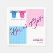 ジェンダーが赤ちゃんシャワーの男の子または女の子を明らかにする？ガールボーイ。 スタンダードカクテルナプキン (正面)