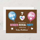 ジェンダーが赤ちゃんシャワーの発表の男の子または女の子を明らかにする インビテーションポストカード (正面/裏面)