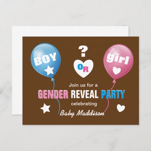 ジェンダーが赤ちゃんシャワーの発表の男の子または女の子を明らかにする インビテーションポストカード (正面/裏面)