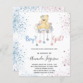 ジェンダーが赤ちゃんシャワーを明かすテディベア青ピンク (正面/裏面)