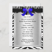 ジェンダーが赤ちゃんシャワーを明らかにするゼブラブルーベビー靴 招待状 (裏面)